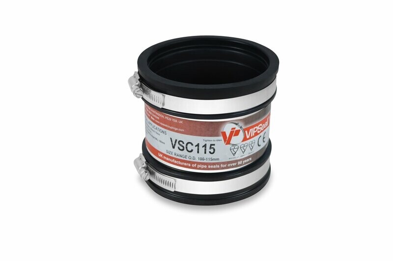 VSC115 VIPSeal Rubber Flexible Standard Drainage Coupling 100-115mm VSC115 VIPSeal Rubber Flexible Standard Drainage Coupling 100-115mm