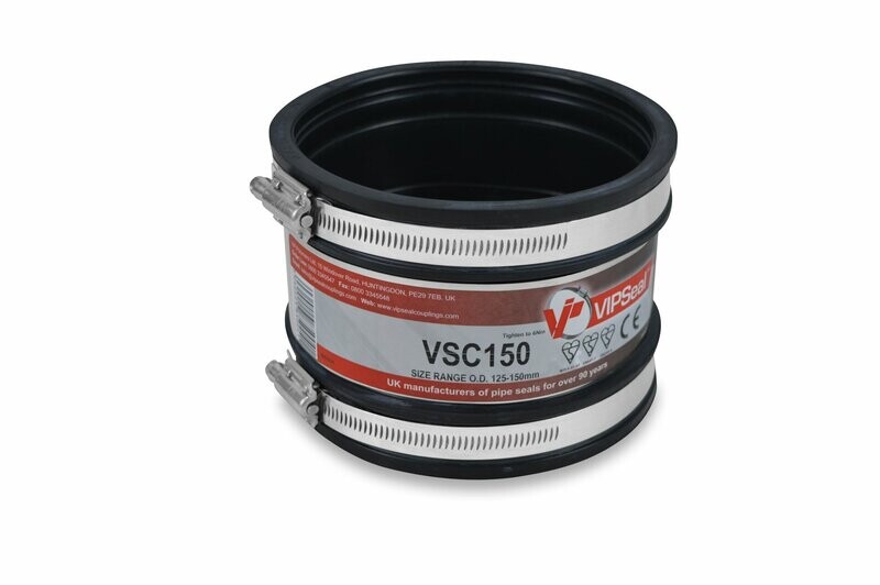VSC150 VIPSeal Rubber Flexible Standard Drainage Coupling 125mm - 150mm VSC150 VIPSeal Rubber Flexible Standard Drainage Coupling 125mm - 150mm