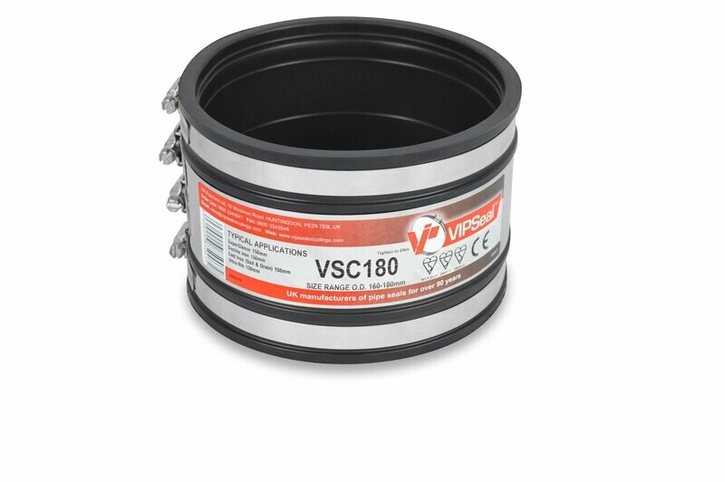 VSC180 VIPSeal Rubber Flexible Standard Drainage Coupling 160mm - 180mm VSC180 VIPSeal Rubber Flexible Standard Drainage Coupling 160mm - 180mm