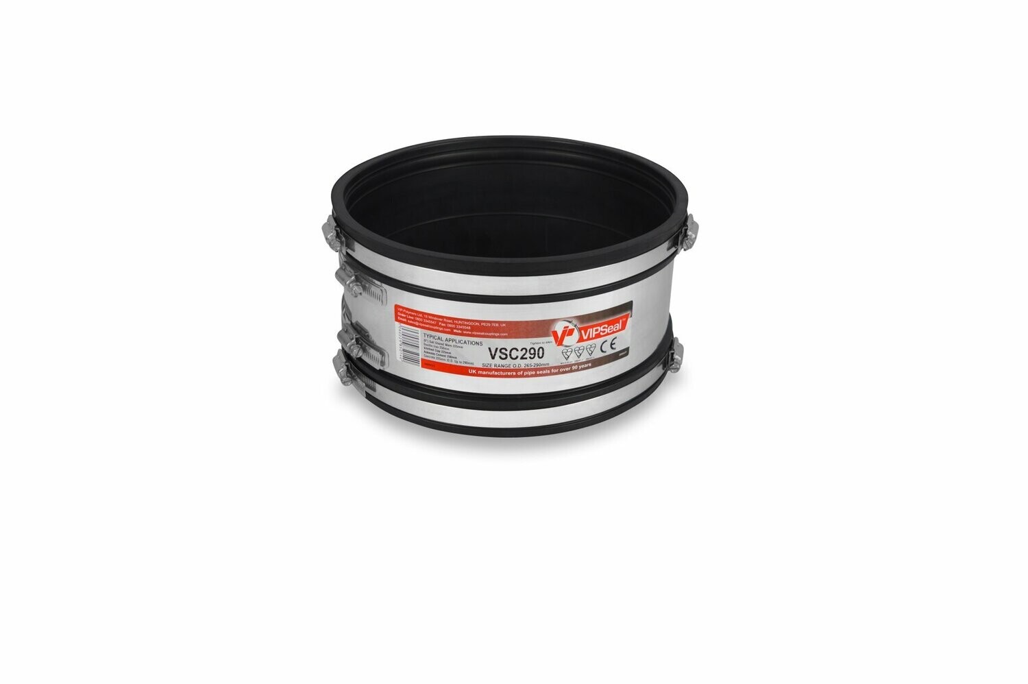 VSC290 VIPSeal Rubber Flexible Standard Drainage Coupling 265mm - 290mm