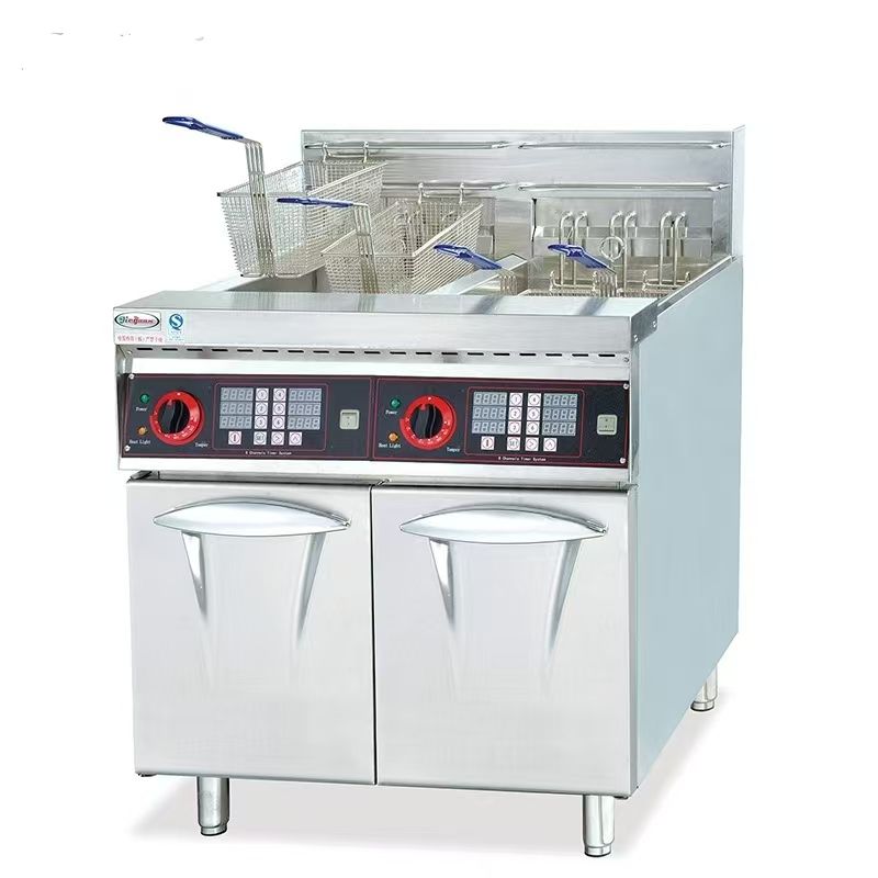 Electric 2-Tank Fryer (4-Basket) with Timer DF-26-2A (28L per Tank, CE Certified)