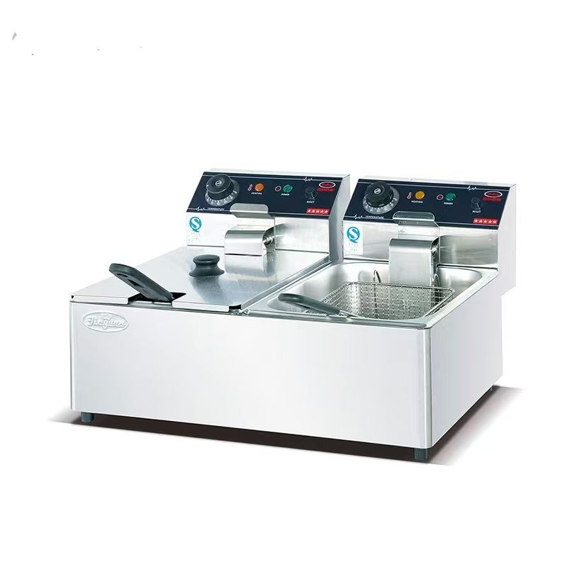 ​Countertop Electric 2-Tank Fryer (2-Basket) with Temperature Controller – Model DF-6L-2 (CE Certified)