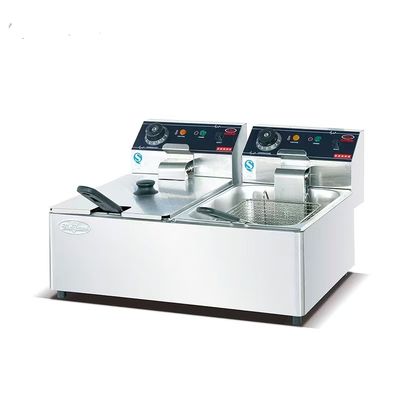 ​Countertop Electric 2-Tank Fryer (2-Basket) with Temperature Controller – Model DF-6L-2 (CE Certified)