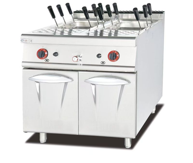 ​Stainless Steel Gas Spaghetti Cooker with Cabinet – Model GH-988C (6 Baskets, Safety Devices)