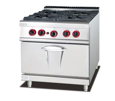 ​Stainless Steel Gas Stove with 4 Burners and Gas Oven – Model GH-987A (CE Certified)