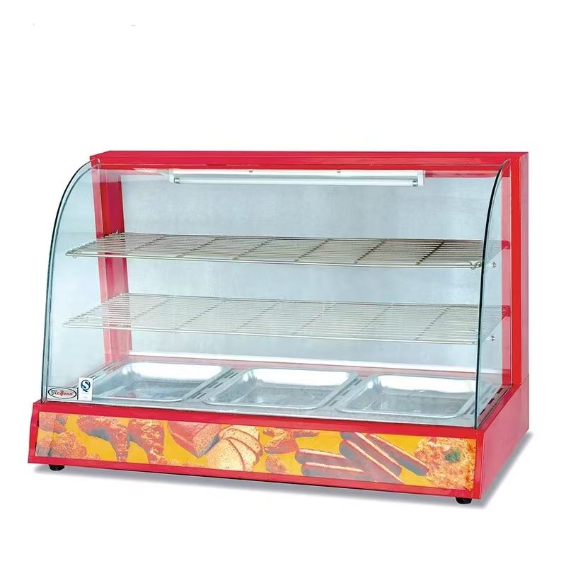 Electric Curved Glass Warming Showcase DH-828 – CE Certified Food Warmer with Moisture Control