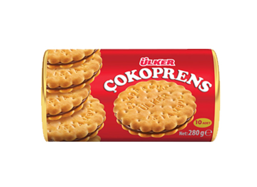Ulker Cokoprens Biskuvi / Chocolate &amp; Hazelnut Creamed Sandwich - 280 Gr - 10 PCS