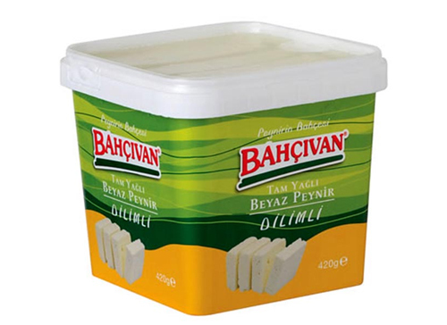 Bahcivan Tam Yagli DILIMLI Beyaz Peynir / Full Fat SLICED Cow&#39;s Milk Feta Cheese - 420 gr