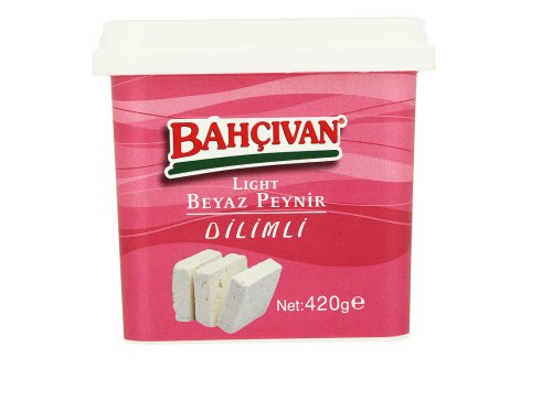 Bahcivan AZ Yagli DILIMLI Inek Beyaz Peynir / LOW Fat SLICED Cow&#39;s Milk Feta Cheese - 420 gr