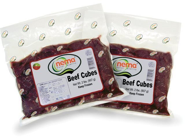 Nema Fresh Frozen Beef Cubes 10/2 Lb - (%100 Halal)