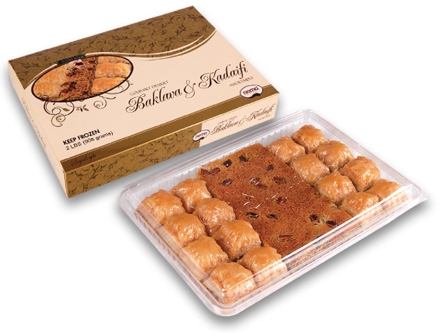 Seyidoglu Frozen BAKLAVA MIXED (Baklava w/pistachios, w/walnuts &amp; Kadaifi w/pistachios) 14/2 lb