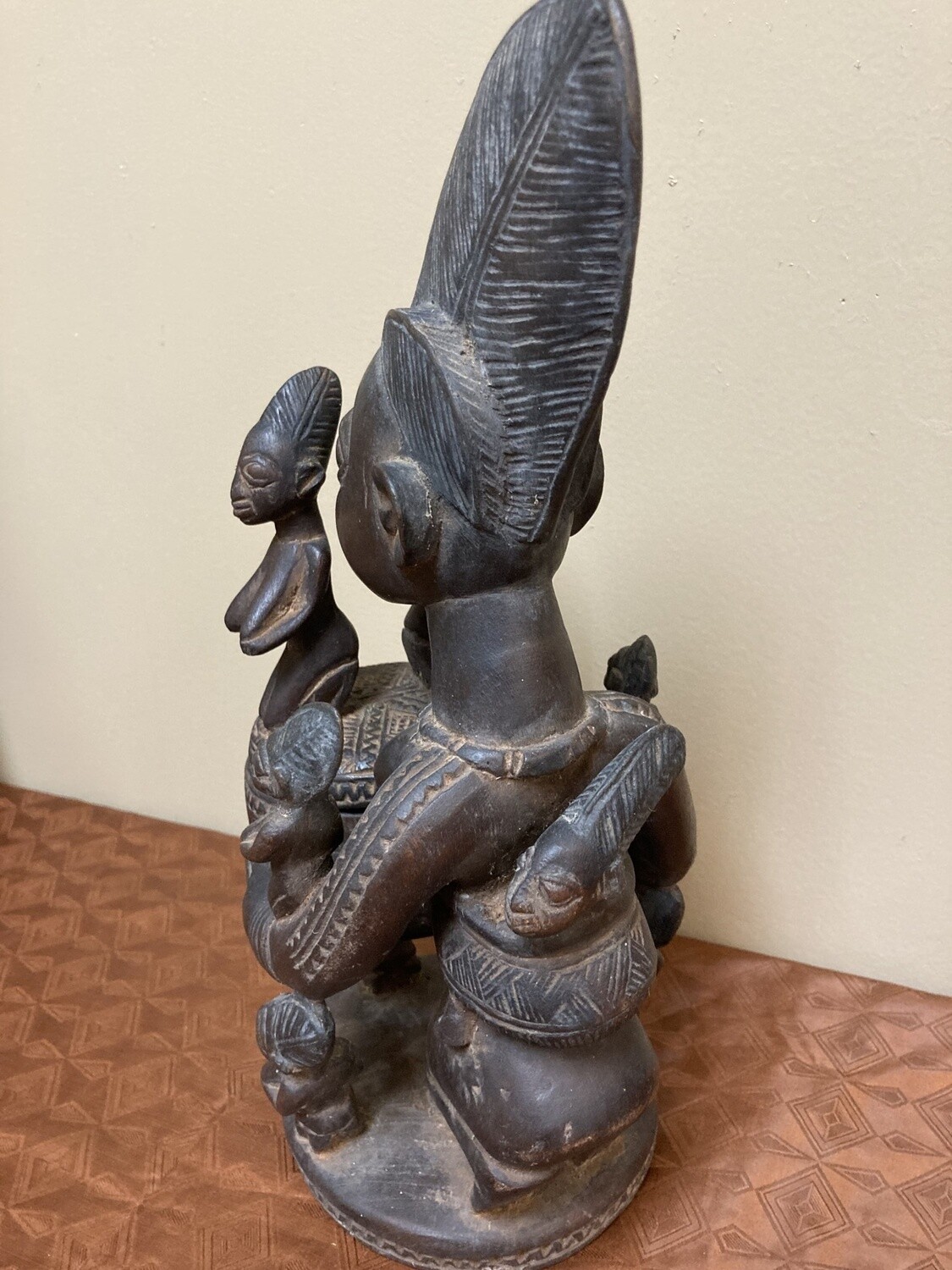 Yoruba Ajere. Used for divination. Most likely held cola nut, which are used in one of two forms of divination. 12 7/8 &quot; h. x 6 5/8 &quot; deep front to back. Nigeria
