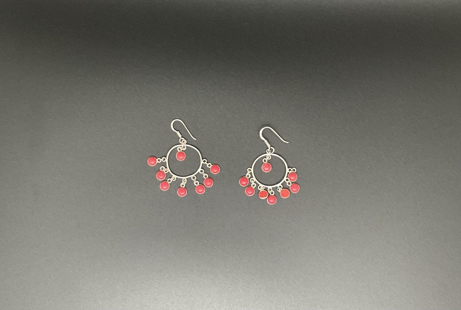 Sterling Silver with Coral Earrings,