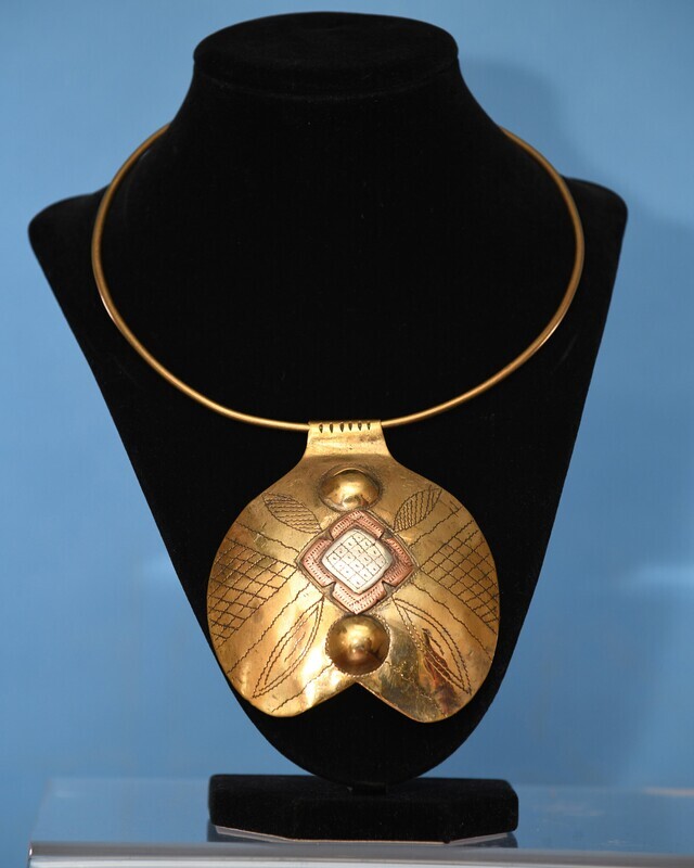 Ethnic brass choker with  signature brass &amp; copper pendant