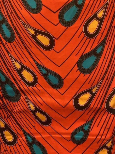 Point Orange Ankara Print. Sold by full yard only.