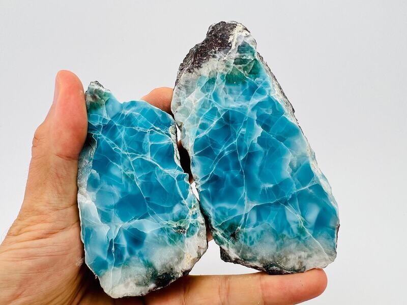 Super Blue AAA Larimar Slab Pair,AAA Larimar,Meditation stone,Larimar stone,Natural Larimar,Healing stone,Dominican Larimar,Larimar Slab