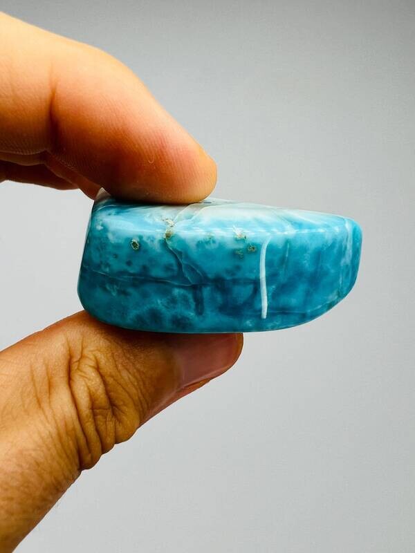 Wonderful Super Blue Larimar Tube,AAA Larimar,Meditation stone,Palm stone,Larimar stone,Healing stone,Dominican Larimar