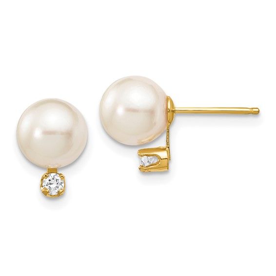 14k 7-8mm Akoya Diamond Posts