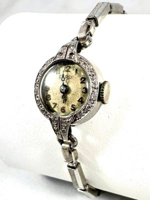1930s Chase Platinum Diamond Watch on Stainless stretch bracelet