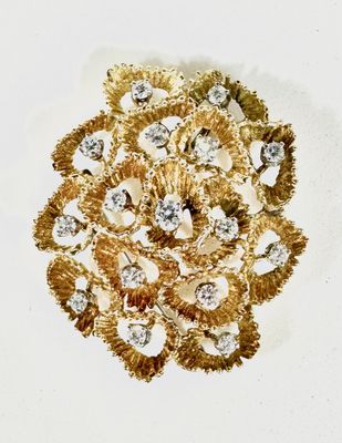 14kt Vintage “Candy Cane Coral” Pendant Brooch