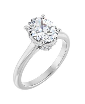 14K Hidden Halo Oval 1.5 carat Diamond Engagement Ring