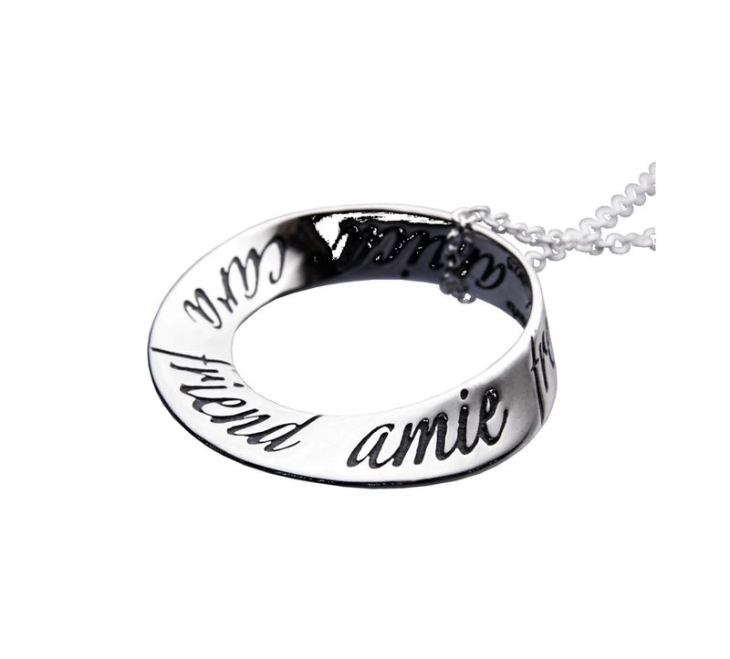 Friend in Ten Languages Mobius Necklace