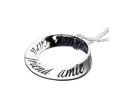 Friend in Ten Languages Mobius Necklace