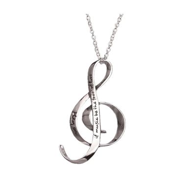 Shakespeare If Music Be the Food of Love Treble Clef Necklace