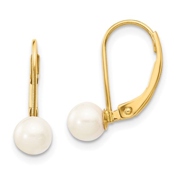 14k 5-6mm Akoya Pearl Leverback Earring