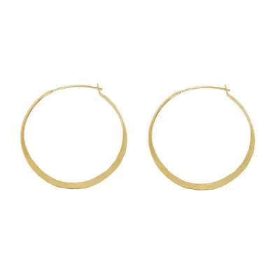 GF Medium Forged Hammered Hoop Earring