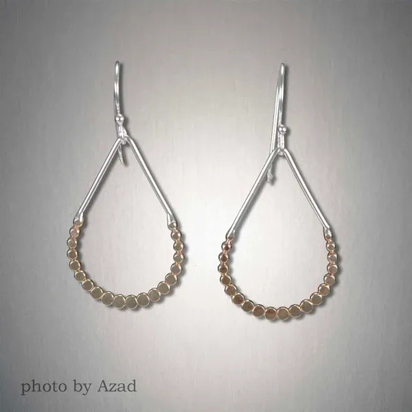 GF/SS Dangling Dipped Tear Dots Earrings