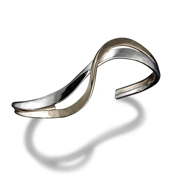 SS/GF Close Wave Cuff Bracelet