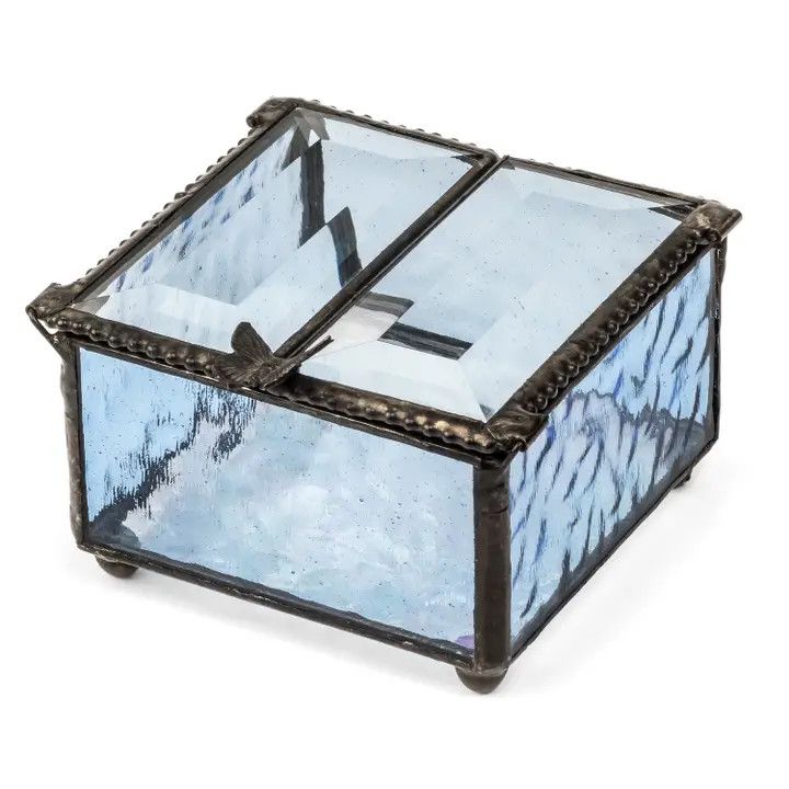 Blue Stained Glass Butterfly Jewelry Box