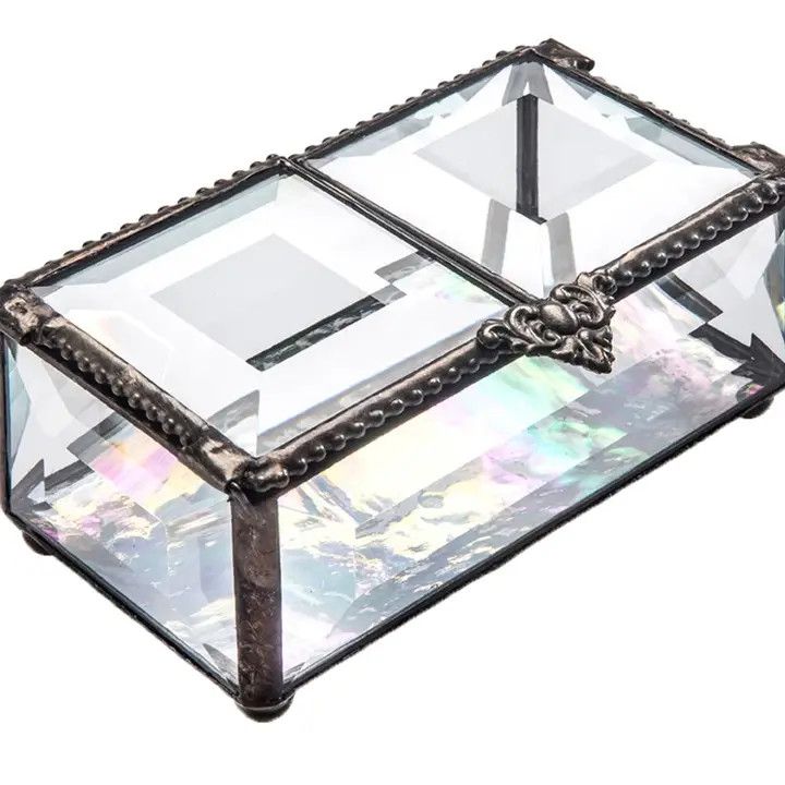Clear Beveled Glass Heart Jewelry Box