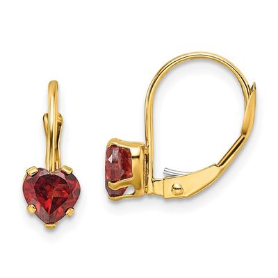 14k 5mm Heart Garnet Earrings