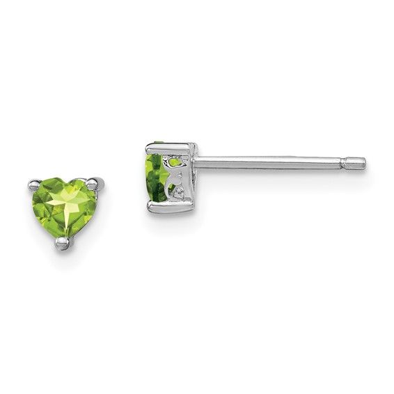 SS Rhodium Plated 4mm Heart Post Earrings