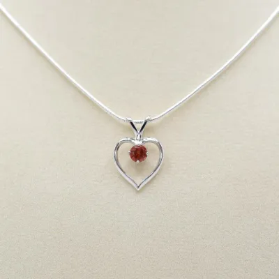 Sunstone Sterling Heart Pendant Necklace
