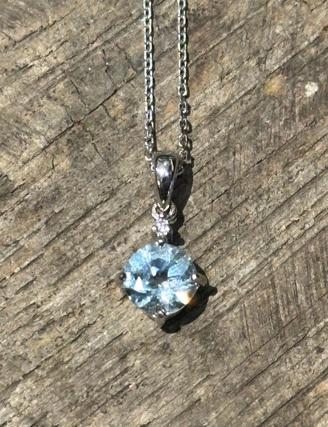 Aquamarine with Accent CZ Pendant Sterling