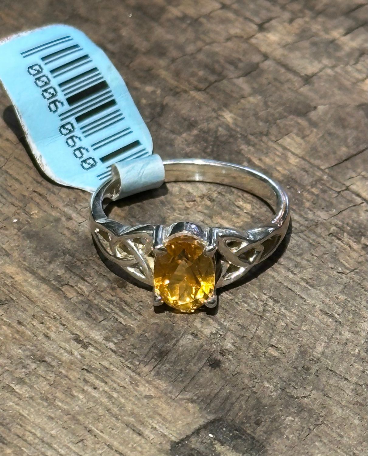 Oval Citrine in Celtic Ring