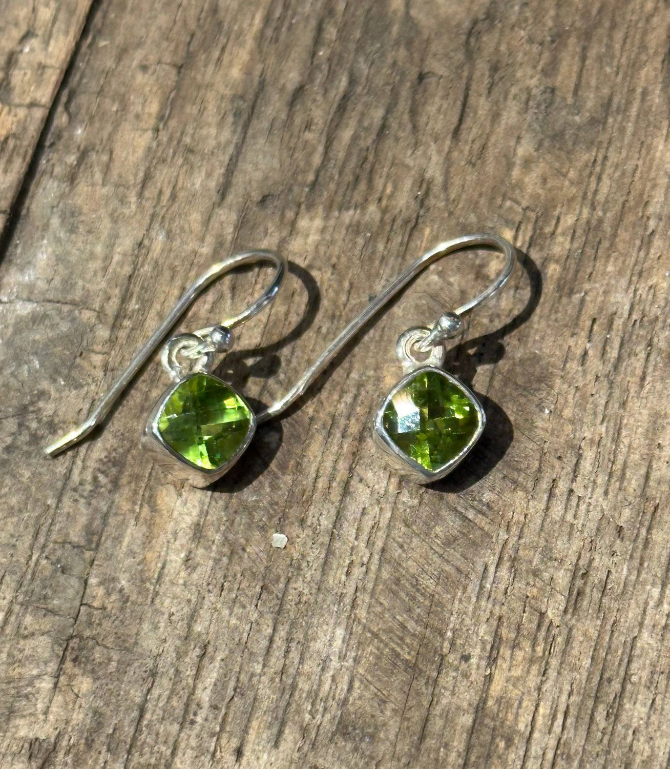 Square Cushion Drop Gemstone Earrings