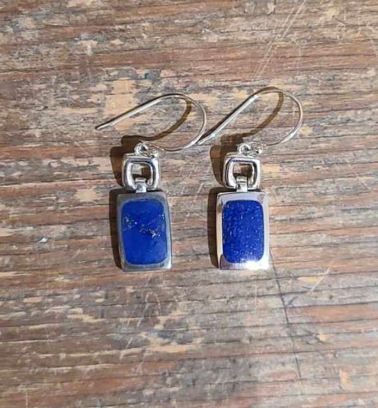 Sterling Silver Lapis Rectangle Earring