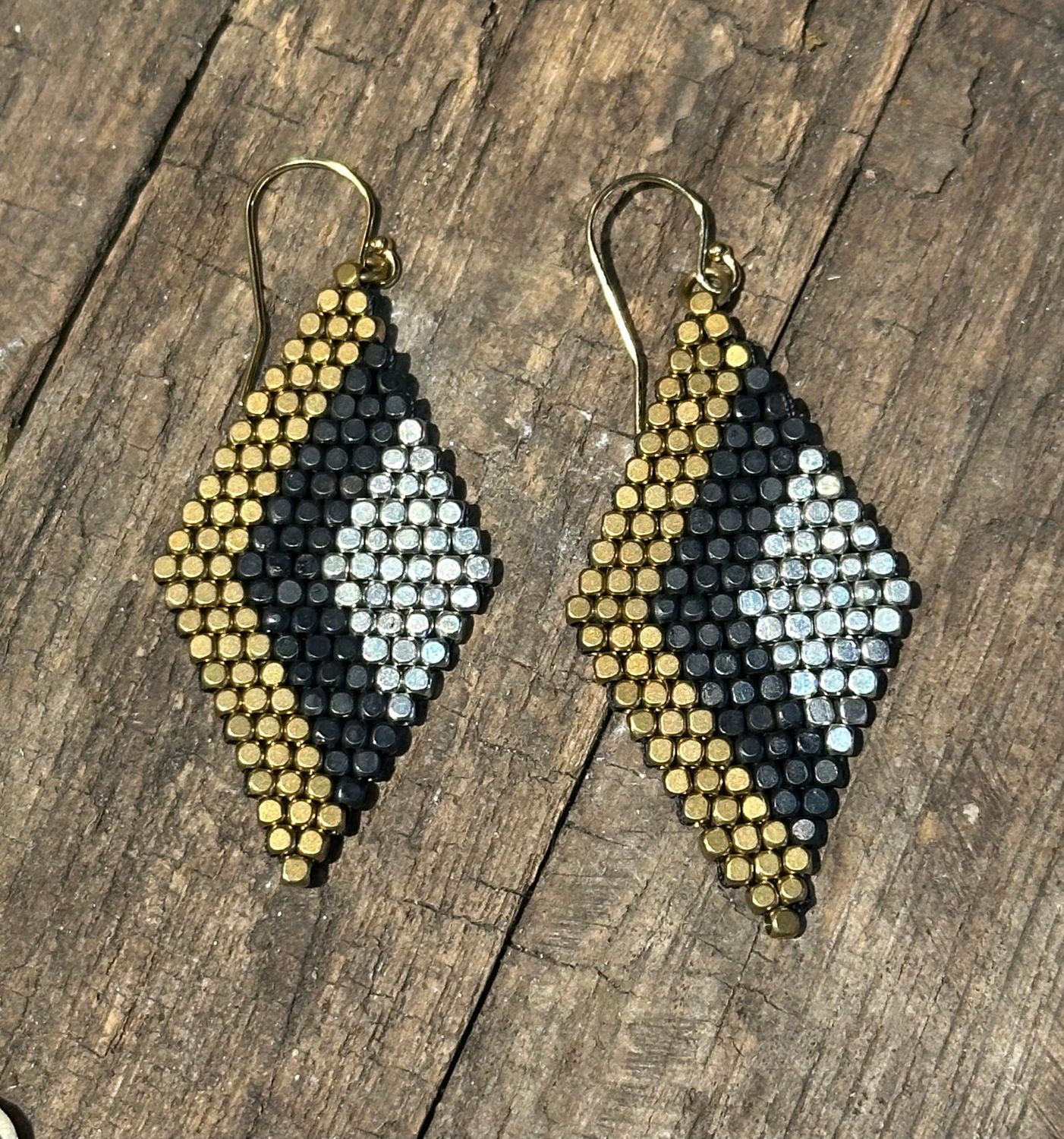 Large Mixed Metal Chevron Earrings