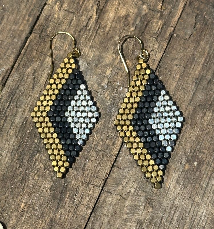 Large Mixed Metal Chevron Earrings