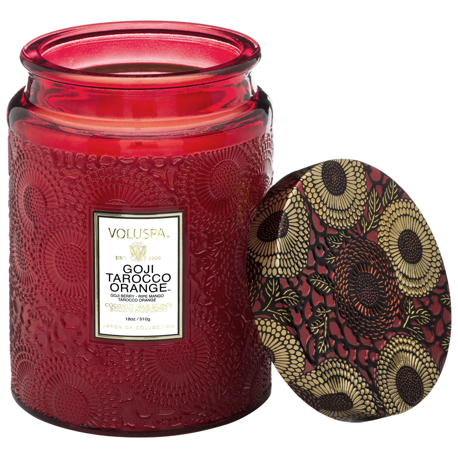 18oz Large Glass Jar Candle, Scent: Goji Tarocco Orange