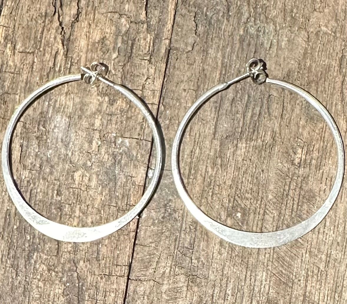 Silver 40mm Matte Hoops