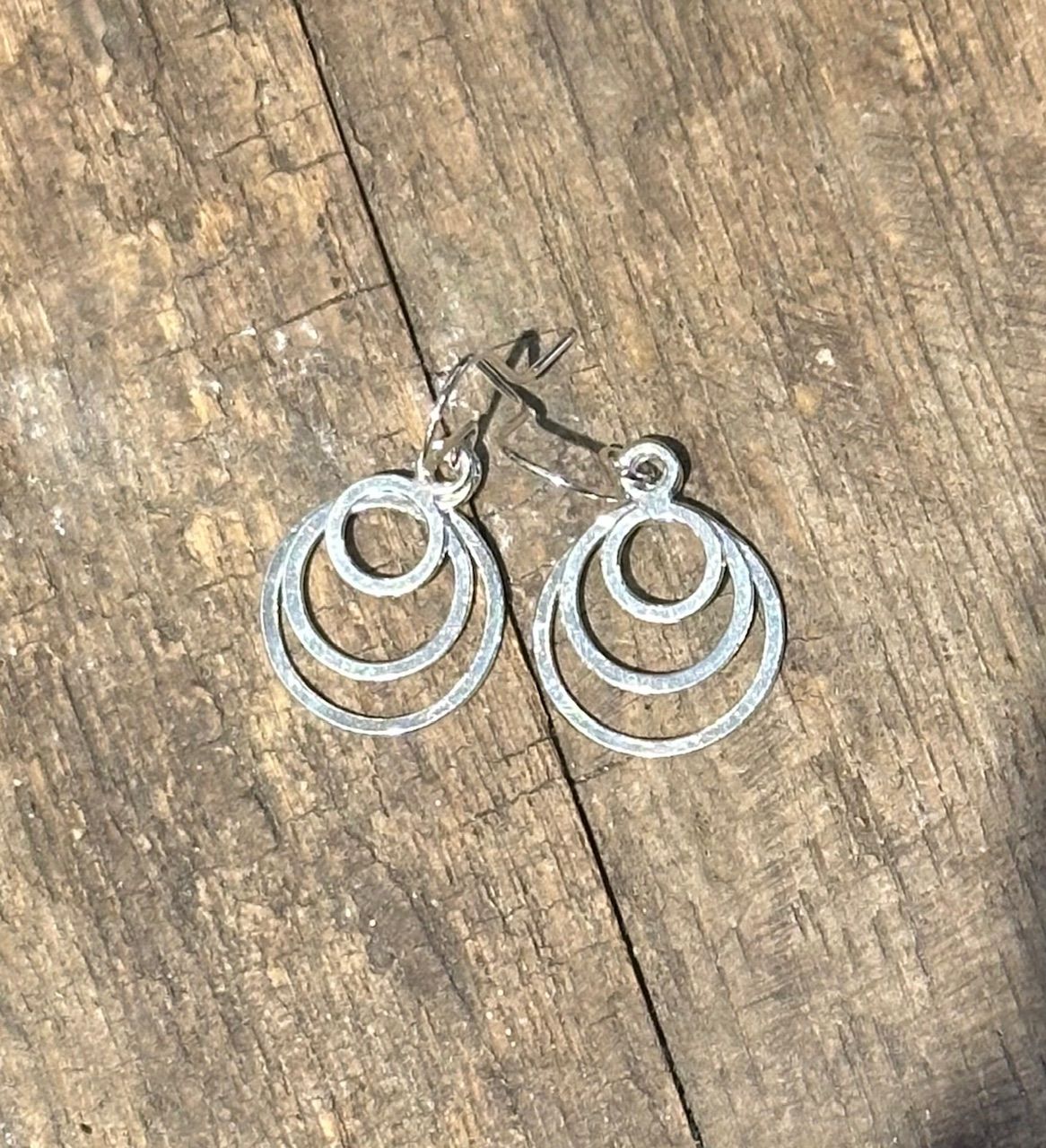 Silver Small 3 Circle Earrings