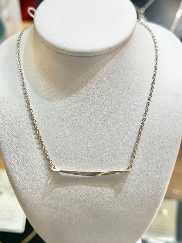 Silver Small Bar Simple Necklace