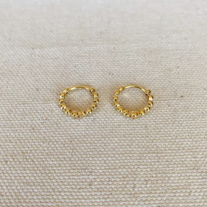 18k GF 15mm Beaded Clicker Hoops