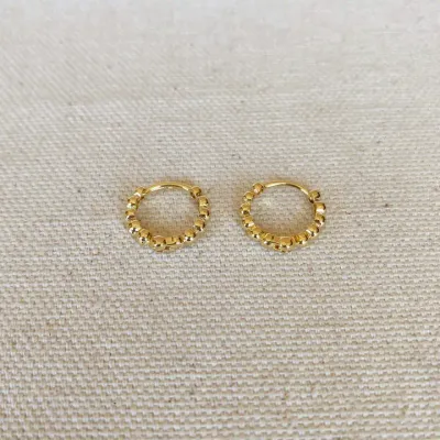 18k GF 15mm Beaded Clicker Hoops