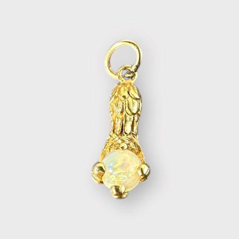 14k Victorian Eagle Claw  Opal pendant charm
